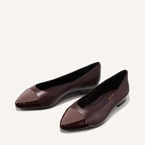 Margaux The Pointe Leather Flat in Burgundy Women's Shoe Size 38 N